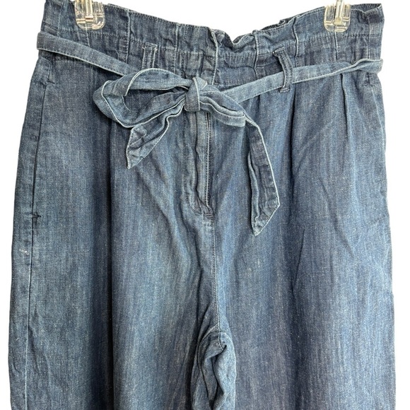 J. Crew Re-imagined Paper Bag Pants in Chambray Sz 6 Hemp Cotton Blend Cropped - Picture 6 of 16